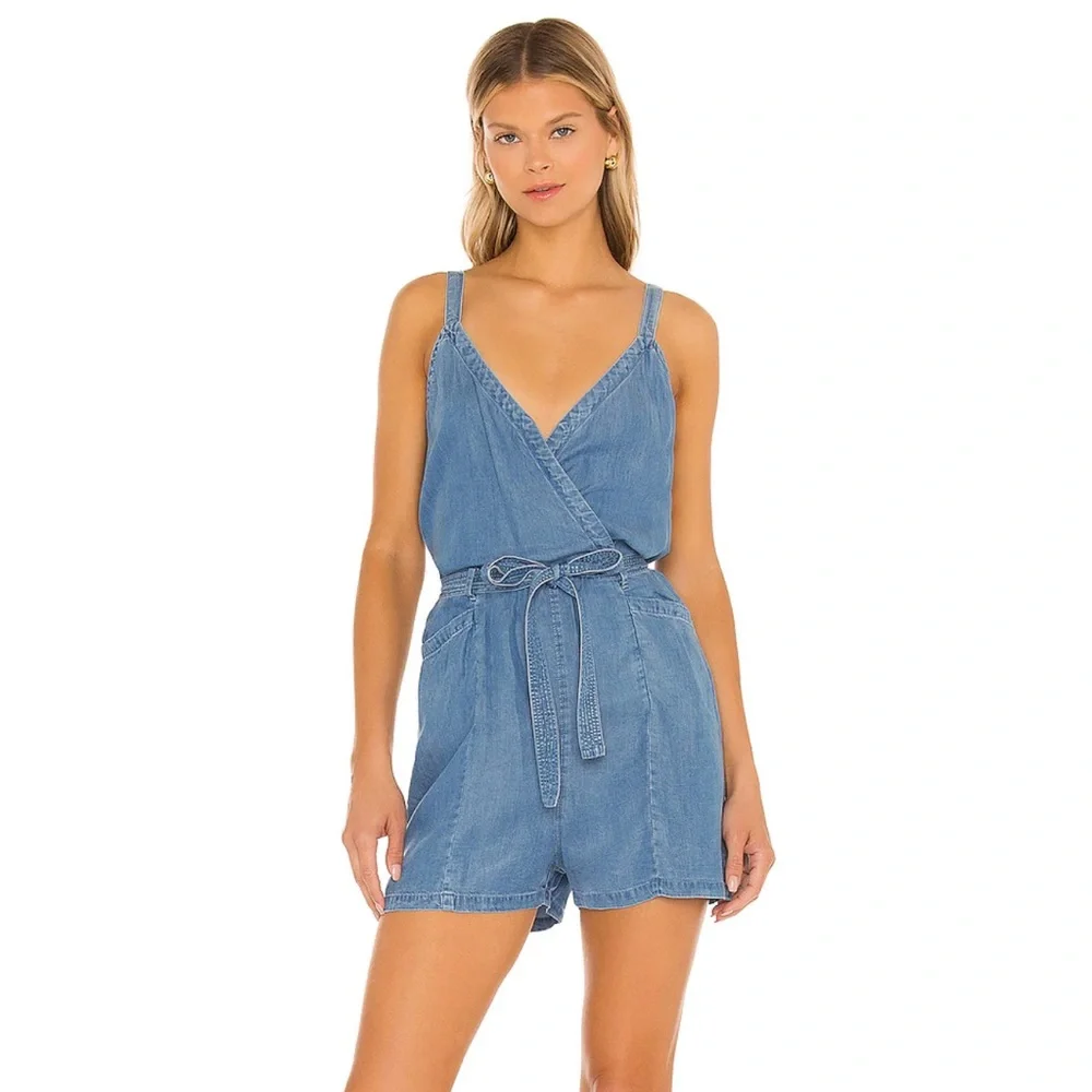 PAIGE Bettina Romper in Wind Wave Wash XL